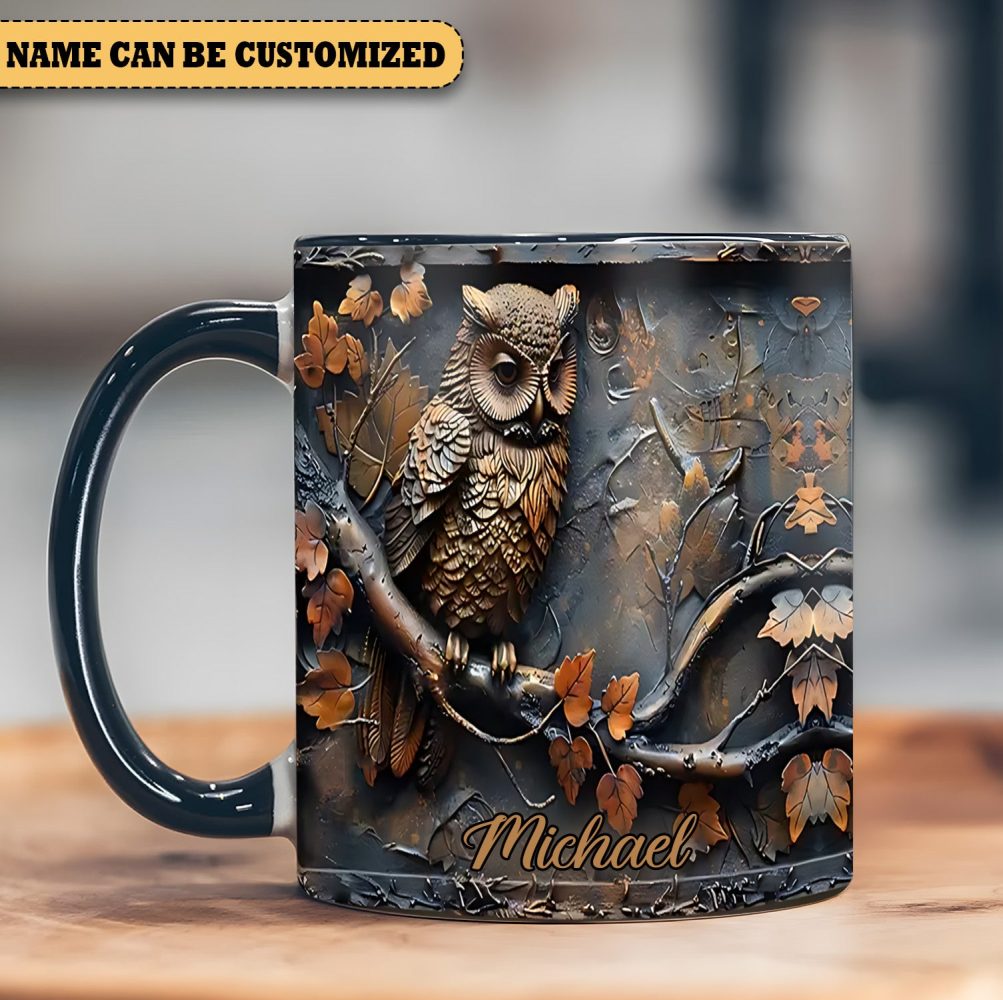 Vintage Owl - Personalized Accent Mug - Image 2