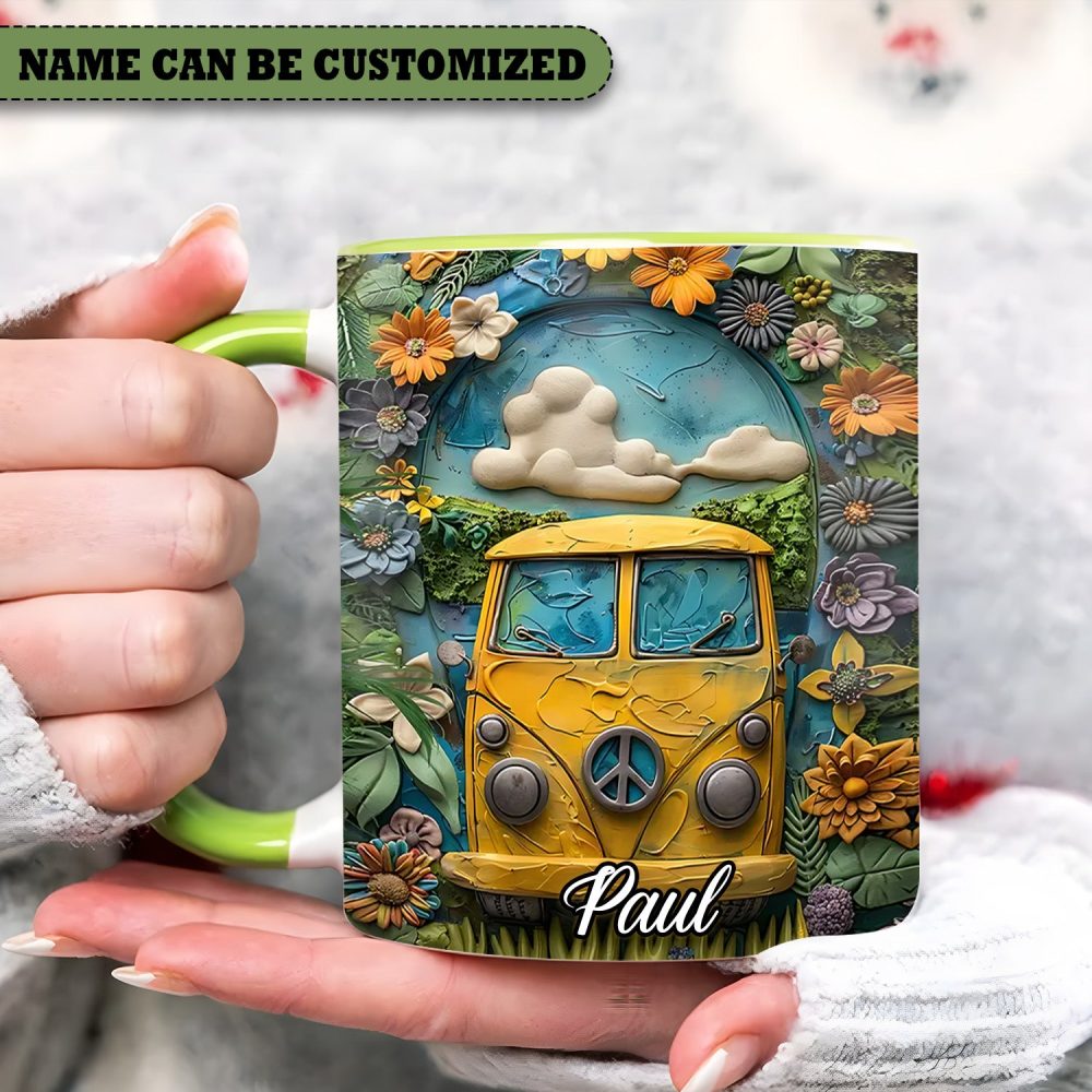 Hippie Bus - Personalized Hippie Accent Mug - Image 3