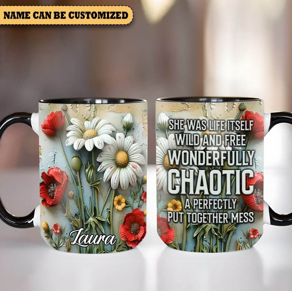 Beautiful Flowers - Personalized Flowers Accent Mug - Image 3