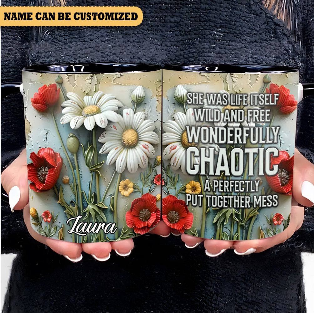 Beautiful Flowers - Personalized Flowers Accent Mug - Image 2