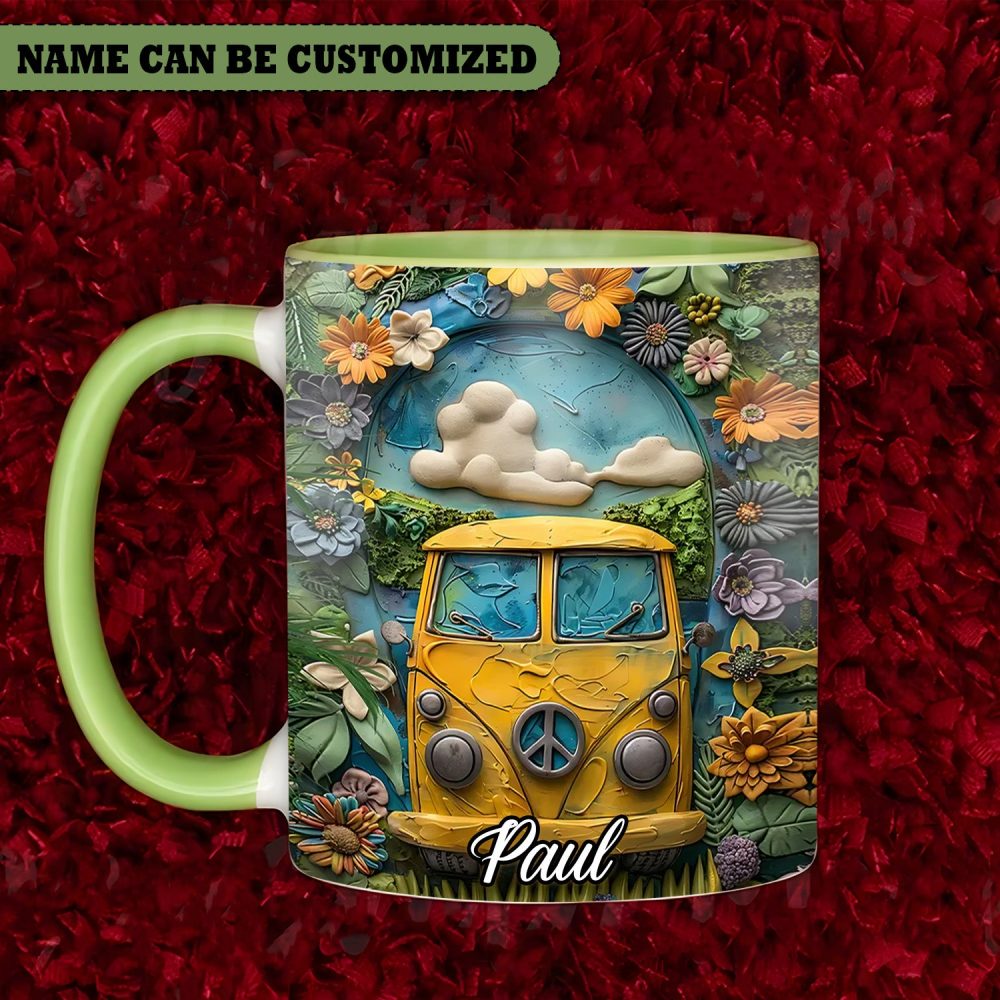 Hippie Bus - Personalized Hippie Accent Mug - Image 4