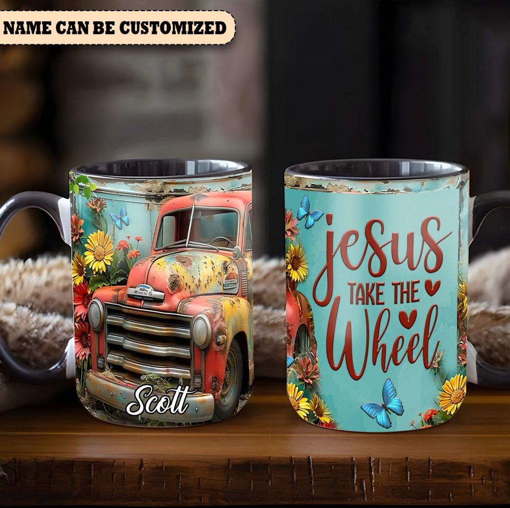 Jesus Take The Wheel - Personalized Truck Accent Mug - Image 4