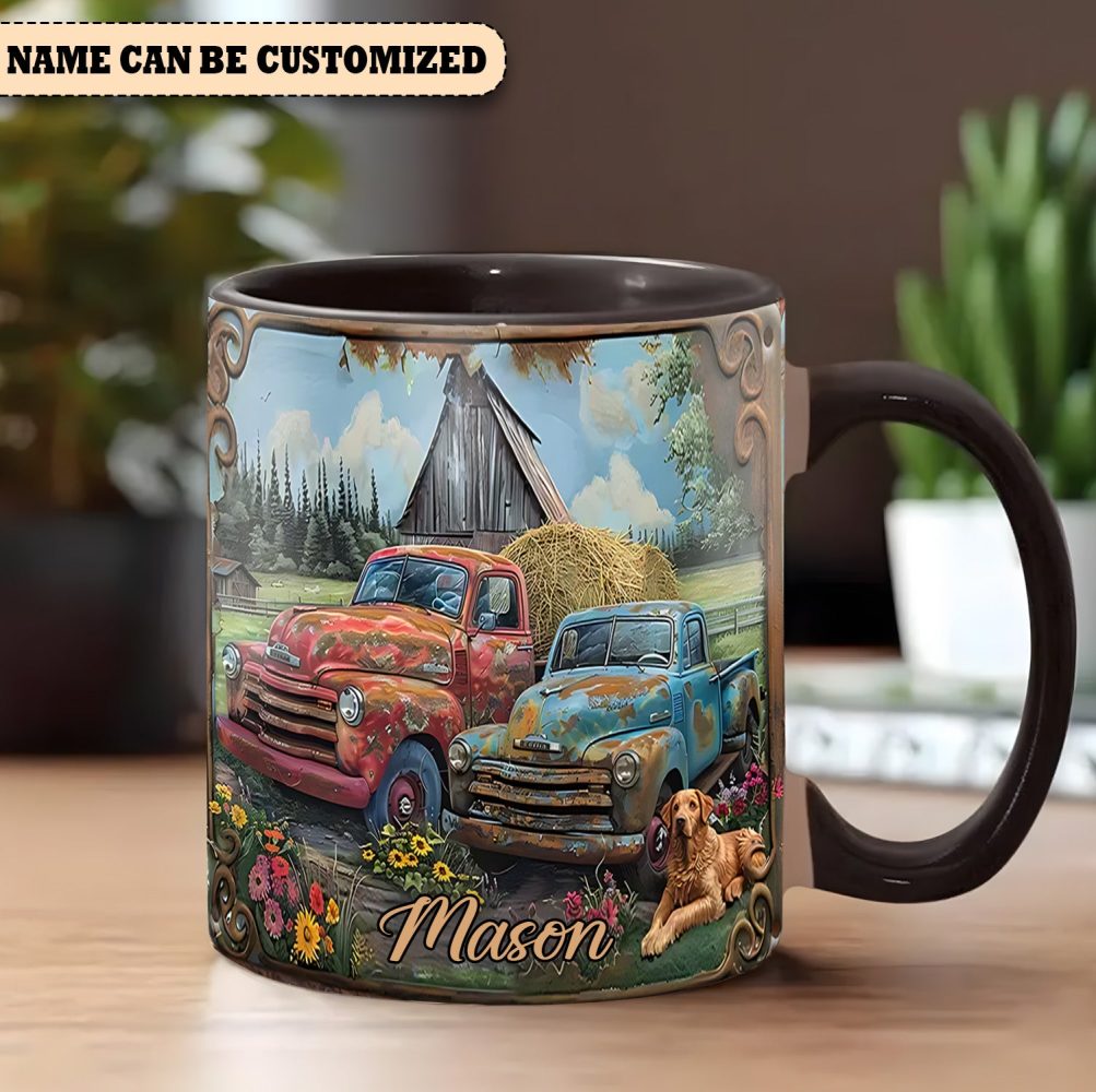 Vintage Country Truck - Personalized Accent Mug - Image 4