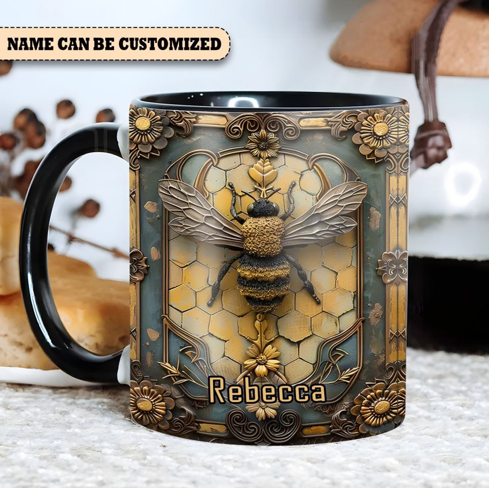 Vintage Bee Personalized Accent Mug - Image 2