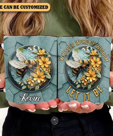 Hippie Bee Flowers  - Personalized Bee Accent Mug