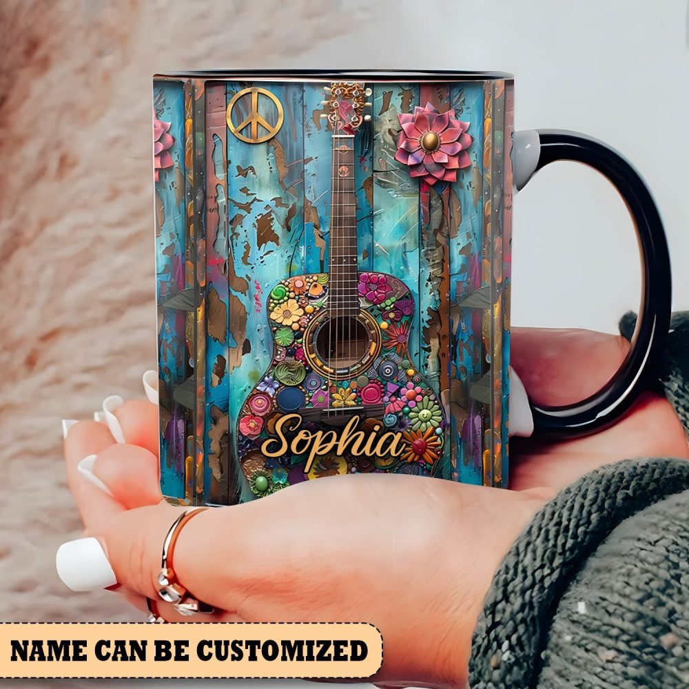 Guitar Hippie Personalized Accent Mug - Image 5