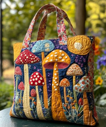 Magic Shrooms Quilted Tote Bag