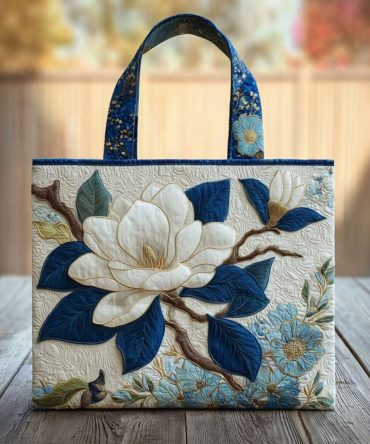 Magnolia Peace Quilted Tote Bag