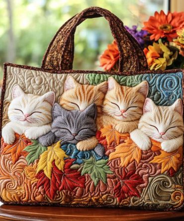Maple Cat Trail Quilted Tote Bag
