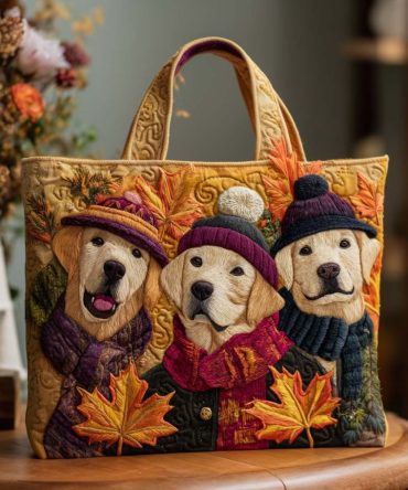 Maple Labrador Trio Quilted Tote Bag