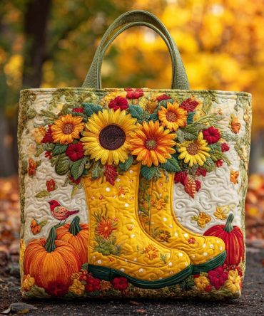 Maple Walk Boots Quilted Tote Bag