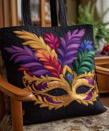 Masked Joy Quilted Tote Bag