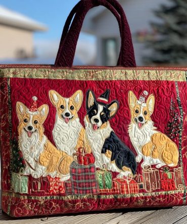 Merry Corgmas Quilted Tote Bag