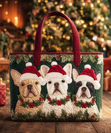 Merry Frenchies Quilted Tote Bag