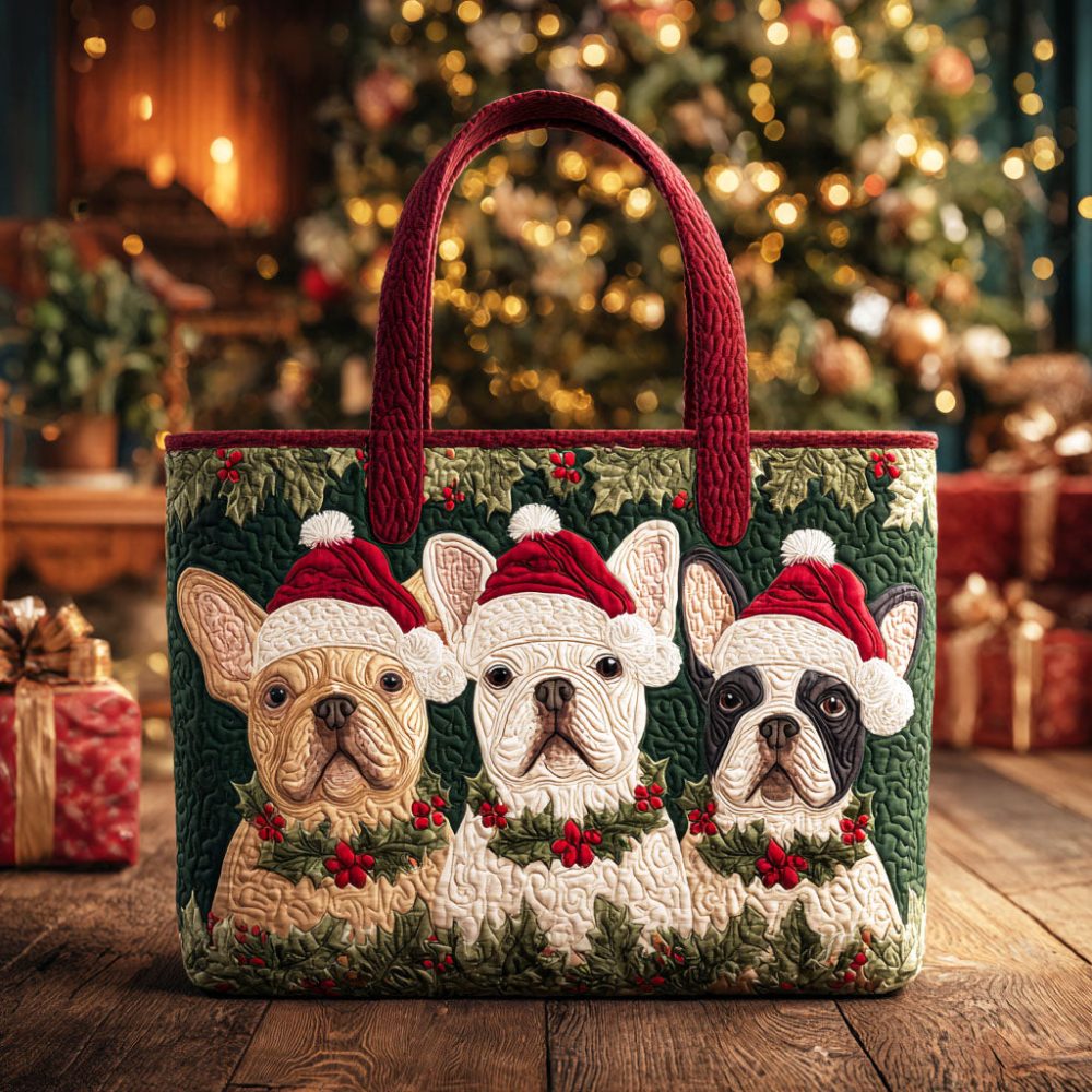 Merry Frenchies Quilted Tote Bag