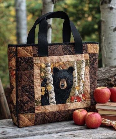 Midnight Cub Quilted Tote Bag