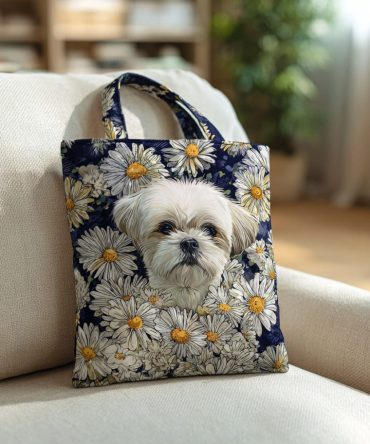 Midnight Shih Tzu Quilted Tote Bag