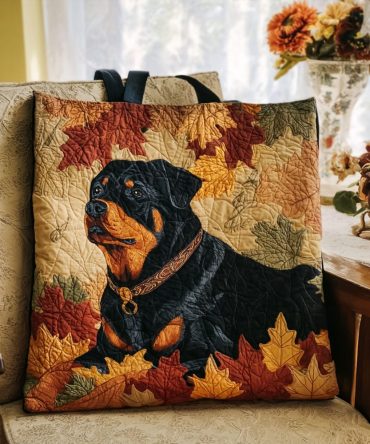 Mighty Rottweiler Quilted Tote Bag