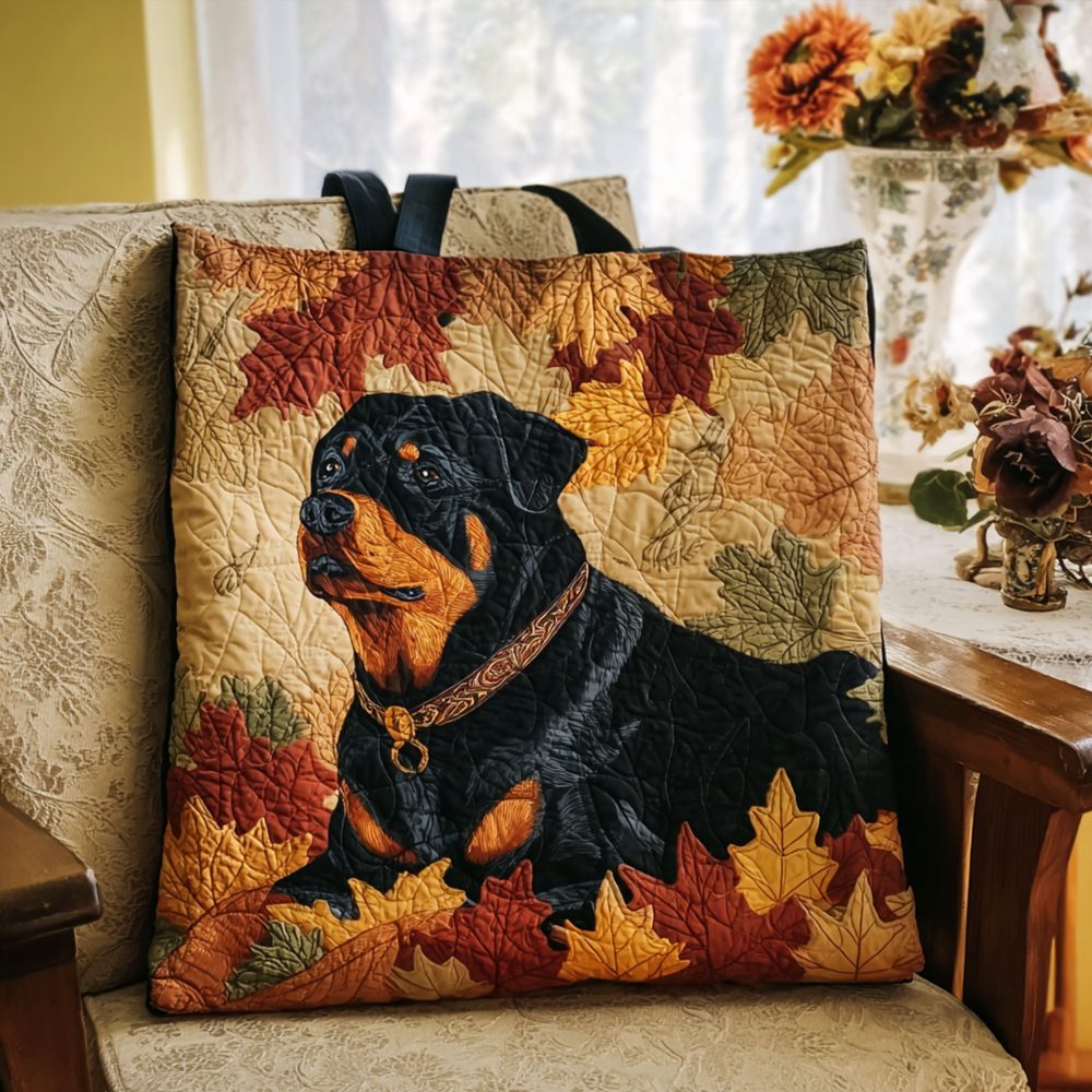 Mighty Rottweiler Quilted Tote Bag