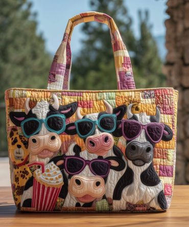 Moo Crew Quilted Tote Bag