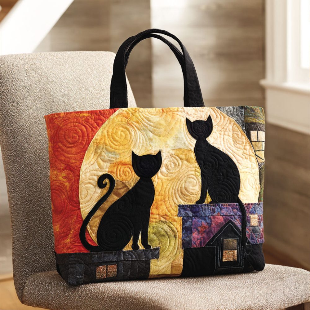 Moonbeam Cat Quilted Tote Bag
