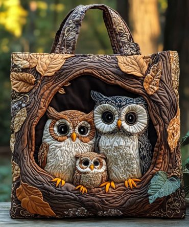 Moonlight Owl Quilted Tote Bag