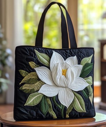 Moonlit Magnolia Quilted Tote Bag