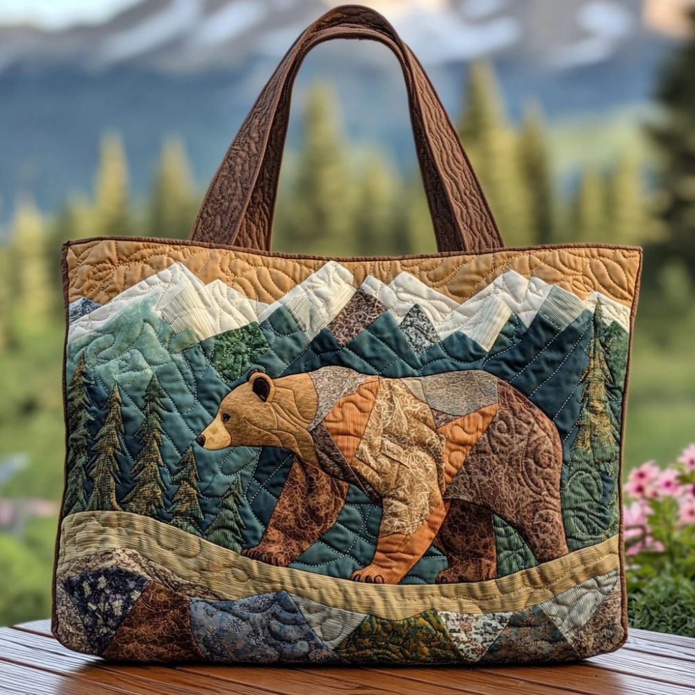 Mountain Bear Quilted Tote Bag