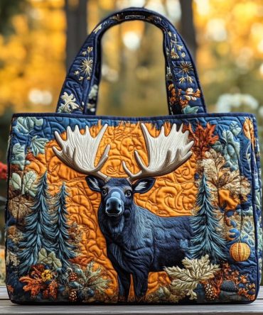 Mountain Moose Quilted Tote Bag