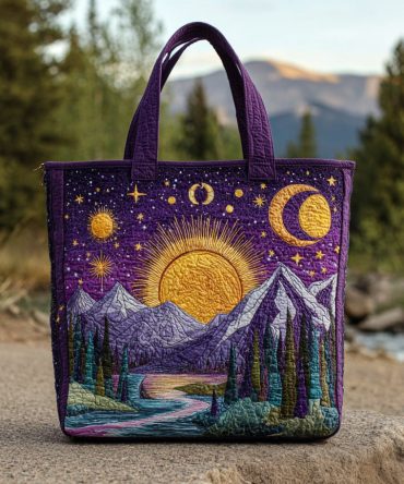 Mountain Sun Quilted Tote Bag