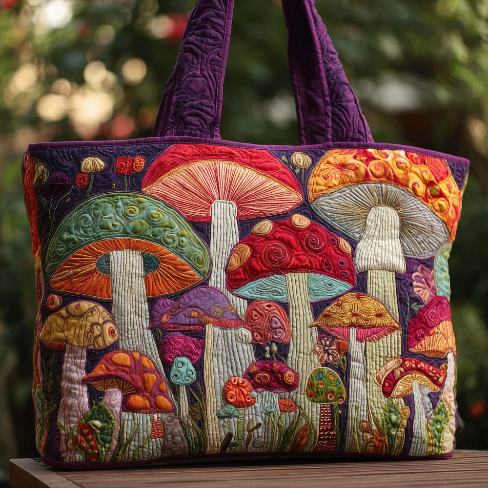 Mushroom Magic Quilted Tote Bag