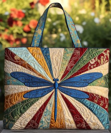 Mystic Dragonfly Quilted Tote Bag