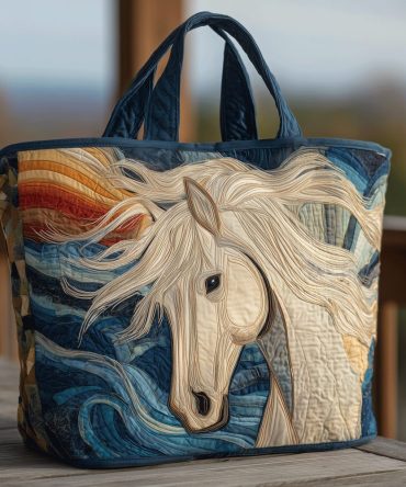 Mystic Horse Quilted Tote Bag