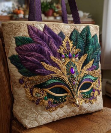 Mystic Masquerade Quilted Tote Bag