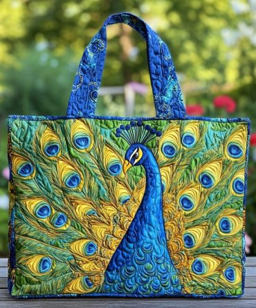 Mystic Peacock Quilted Tote Bag