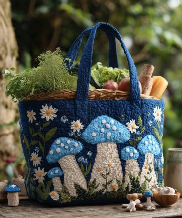Mystical Mushroom Quilted Tote Bag