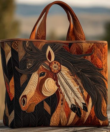 Native Horse Pride Quilted Tote Bag