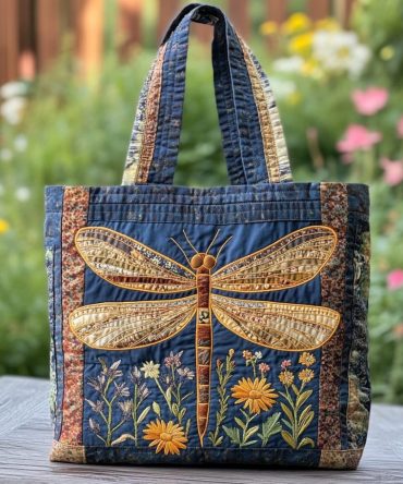 Nature Dragonfly Quilted Tote Bag
