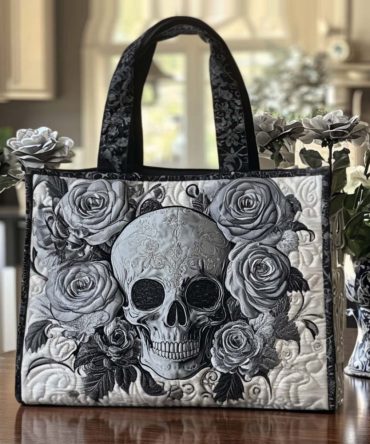 Night Skull Quilted Tote Bag