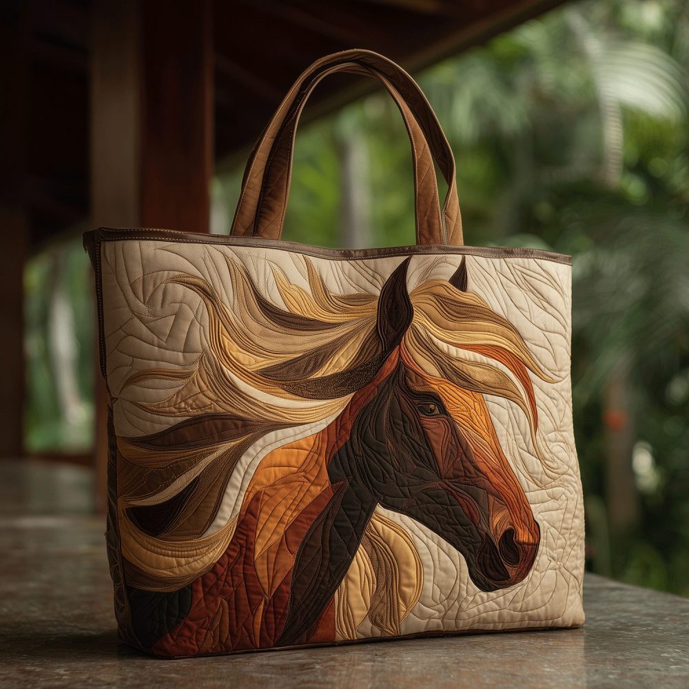 Noble Horse Heart Quilted Tote Bag
