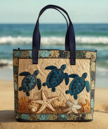 Turtle Quilted Tote Bag