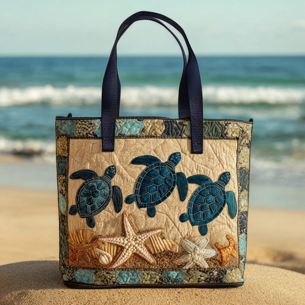 Turtle Quilted Tote Bag
