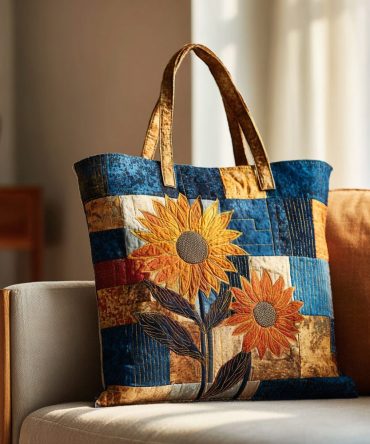 Ocean Sunflower Quilted Tote Bag