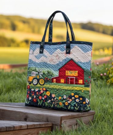 Pastoral Panorama Quilted Tote Bag