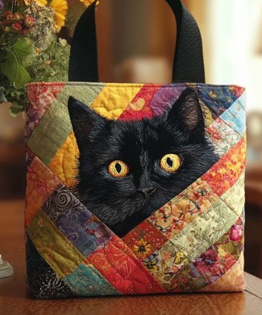 Patch Cat Quilted Tote Bag