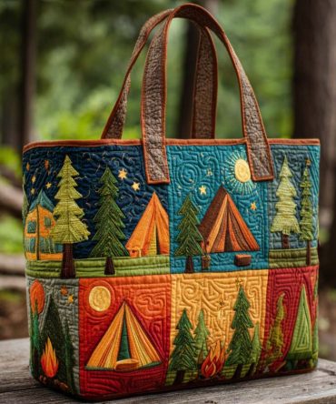 Patchwork Campsite Quilted Tote Bag