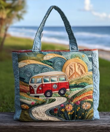 Patchwork Roadtrip Quilted Tote Bag