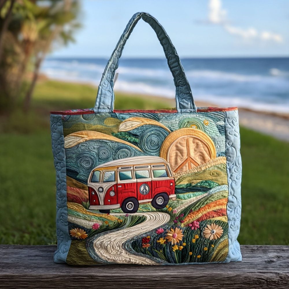 Patchwork Roadtrip Quilted Tote Bag