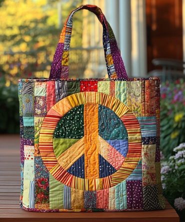 Peace In Pieces Quilted Tote Bag