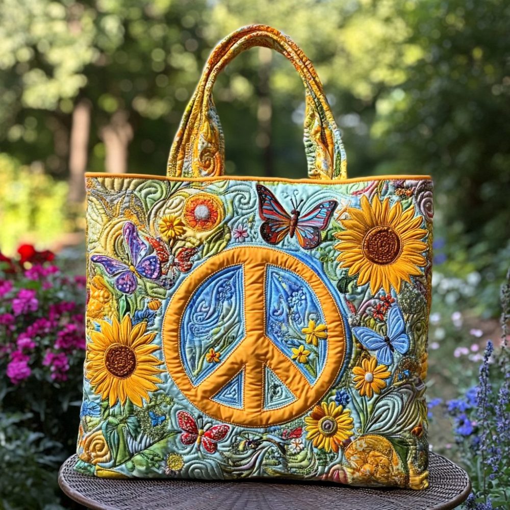 Peaceful Field Flowers Quilted Tote Bag